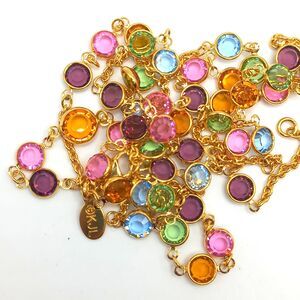 Vintage Kenneth Jay Lane KJL Multi-color Austrian Crystal Bezel Set Necklace